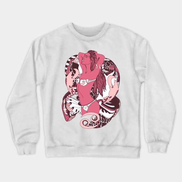 Pink and White Cancer Beauty Crewneck Sweatshirt by kenallouis